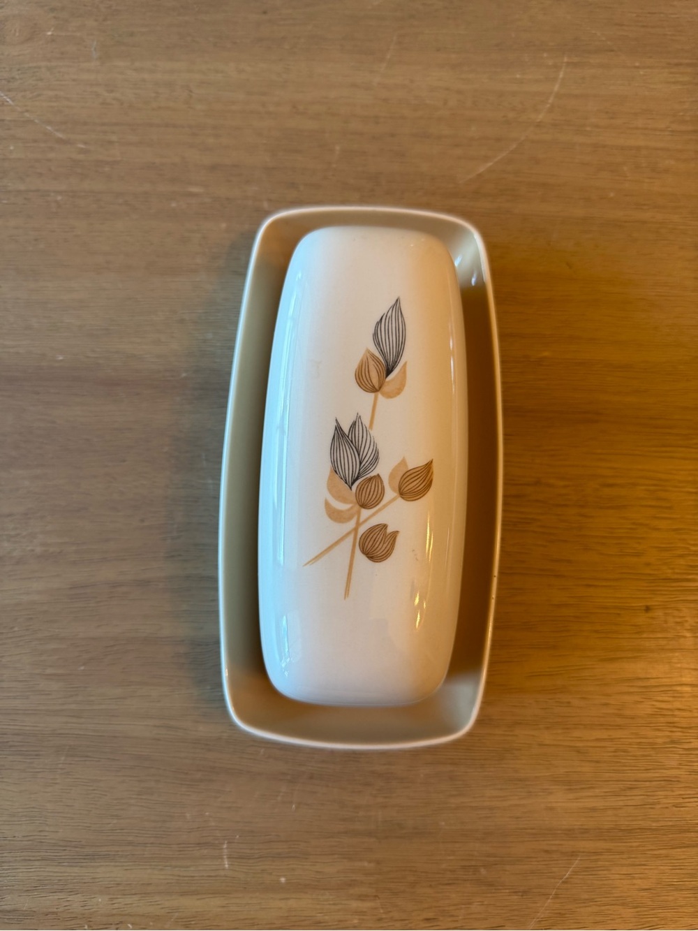 Vintage Franciscan Fan Tan butter dish
